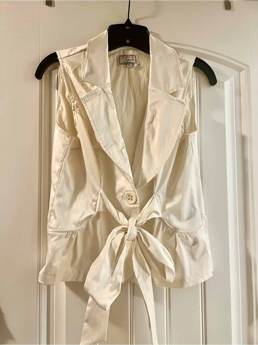 Satin Cream Tie-Front Vest